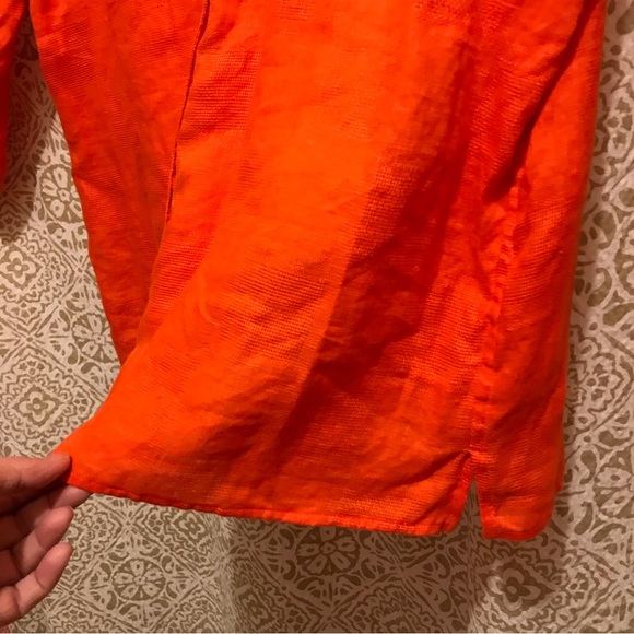 Sag Harbor 100% Linen Orange Button Front Faux Cami Long Sleeve Shirt NWOT - Picture 12 of 16